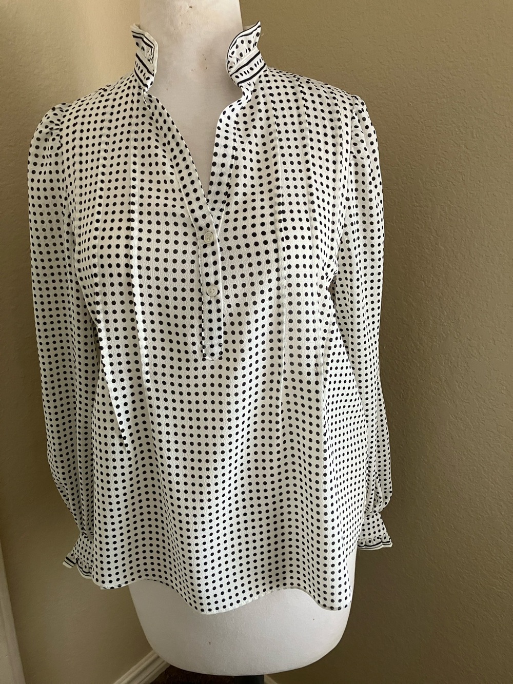Black & White Polka Dot Long Sleeve Top S/P NWOT